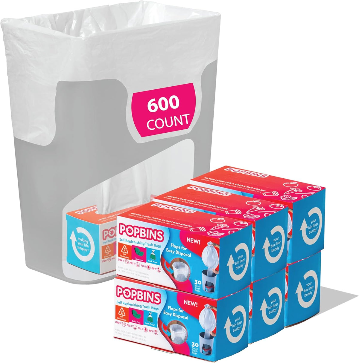 Trash Bags - Small Garbage Bags, Clear Trash Can Liners for Bathroom Bins, Bedroom, Office &