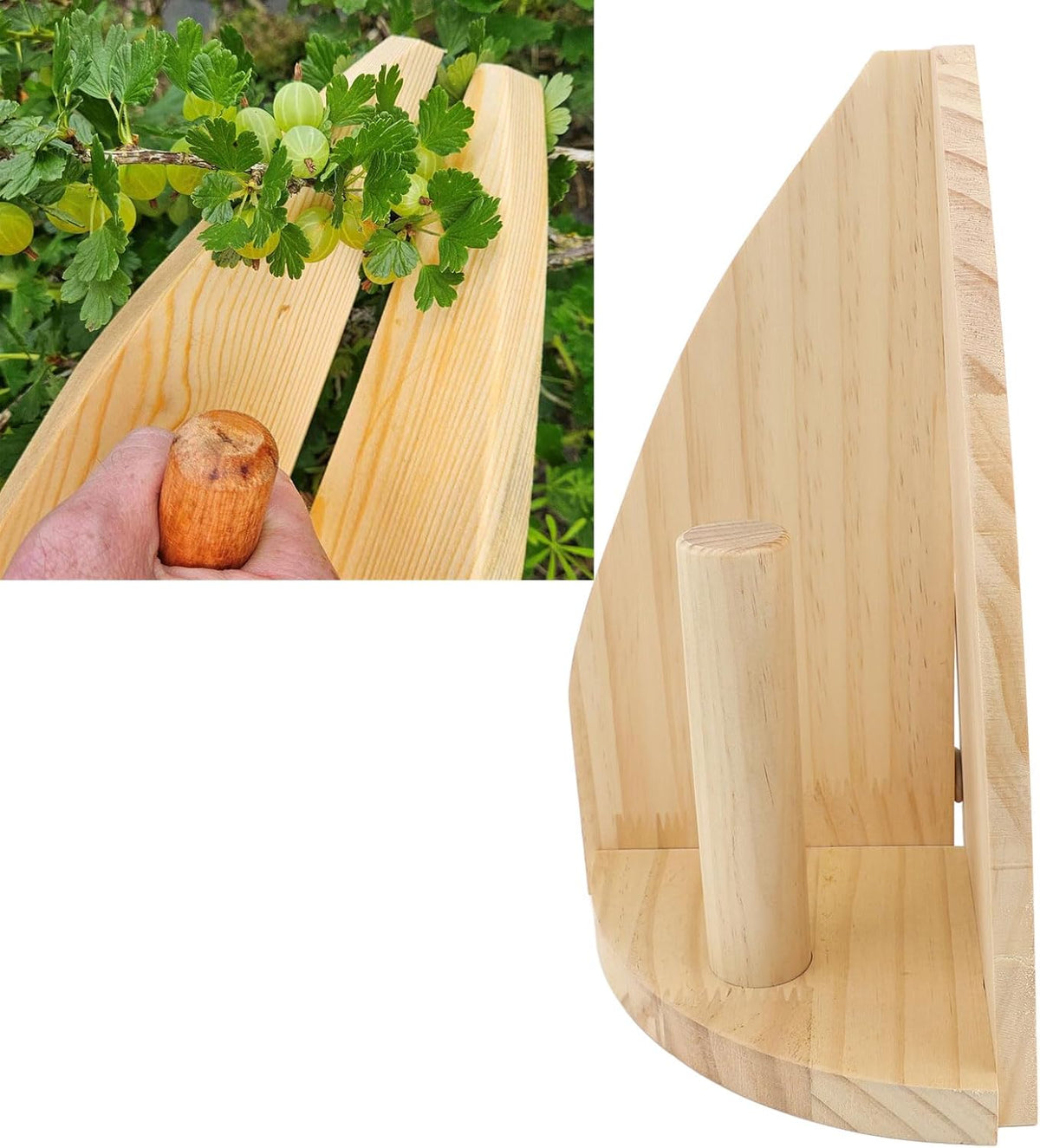 MAVIS LAVEN Berry Picker Tool, Wooden Gooseberry Harvesting Scoop, Large Mouth Design Berrry
