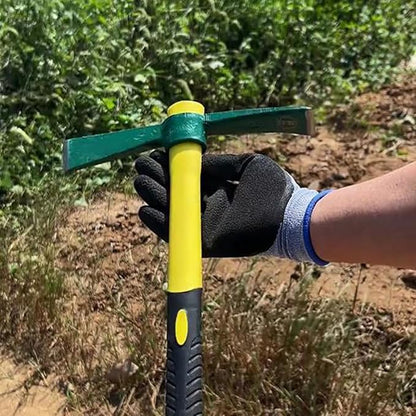 17.7 Inches Pick Mattock Hoe with Fiberglass Handle, Forged Steel Garden Tool Weeding Pick Axe for