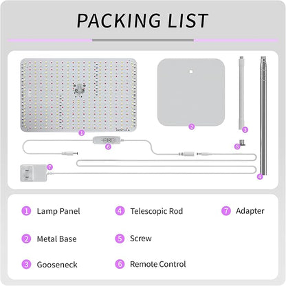 BESTVA 48W Grow Lights for Indoor Plants with Stand, Full Spectrum LED Plant Light for Indoor
