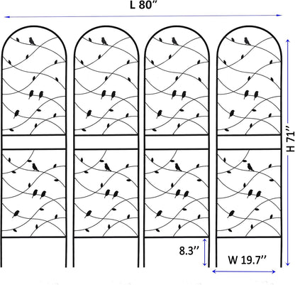 4 Pack Metal Garden Trellis 71" Tall Outdoor Climbing Plant Support for Roses, Flowers, Rustproof