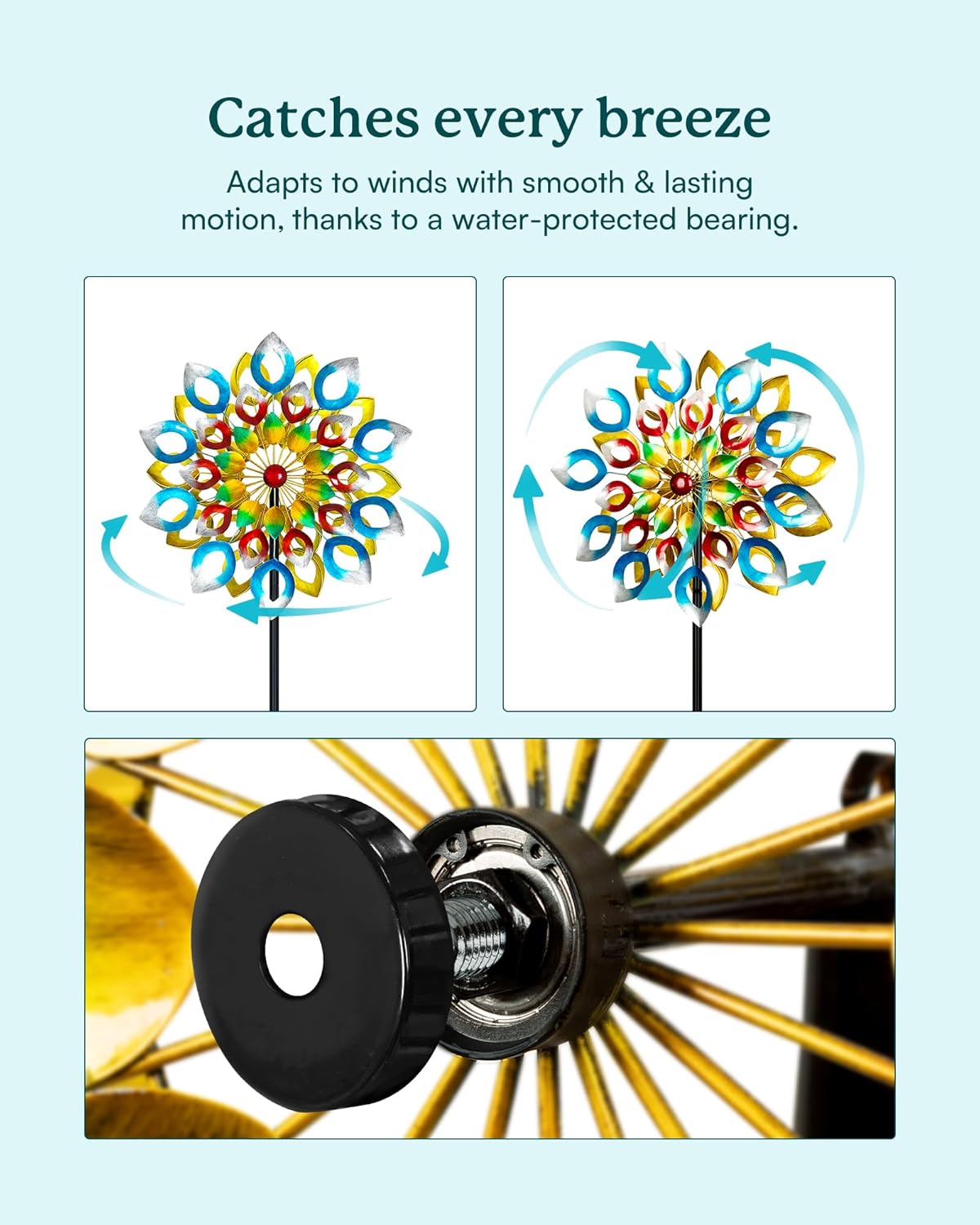 Yard Garden Wind Spinners with Stake - Large Outdoor Metal Wind Spinners, Lawn Yard Art Garden