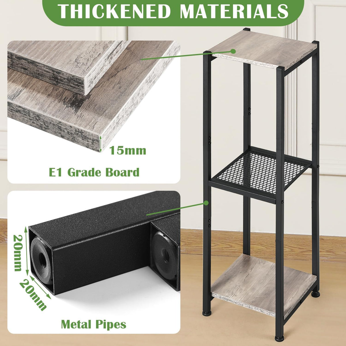 Extra Tall Plant Stand Indoor,40 Inch Plant Stands,3 Tier Metal Plant Stand with Heavy Duty Wood