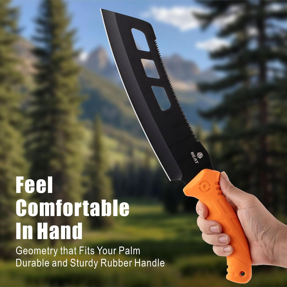 REAT Machete with Saw,16" Heavy Duty Machete with Sheath, Dual-Purpose Gardening Machete Knife for