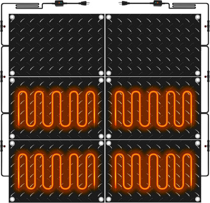 Riakrum 6 Pcs Heated Snow Melting Mats Outdoor, 10 x 15 in Winter Anti-Slip Heated Rubber Mat for