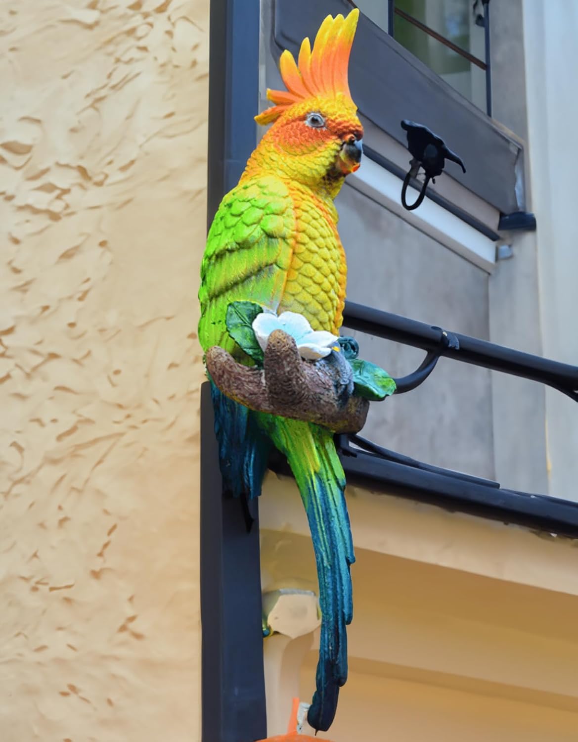 Tropical Real Hanging Parrot Decor,Resin Bird Figurines,Bird Statues,Home Ornament Decor for Tiki
