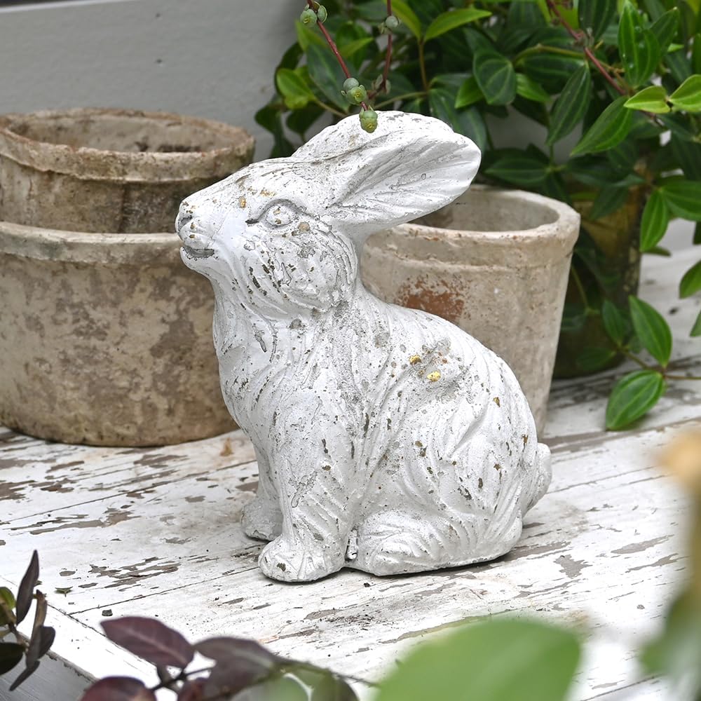 All Chic Bunny Decor Garden Statue White Rabbit Cement Rabbit Statue for Home Garden Indoor Outdoor