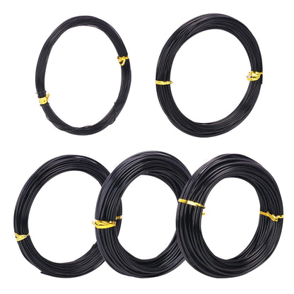 5 Roll Anodized Aluminum Bonsai Training Wire Kit with Bag, Black Bonsai Training Wire, Plant Wire