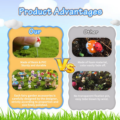 Tardigrade 200 Pieces Fairy Garden Accessories, Fairy Garden Kit, Fairy Tiny House, Miniature Gnome