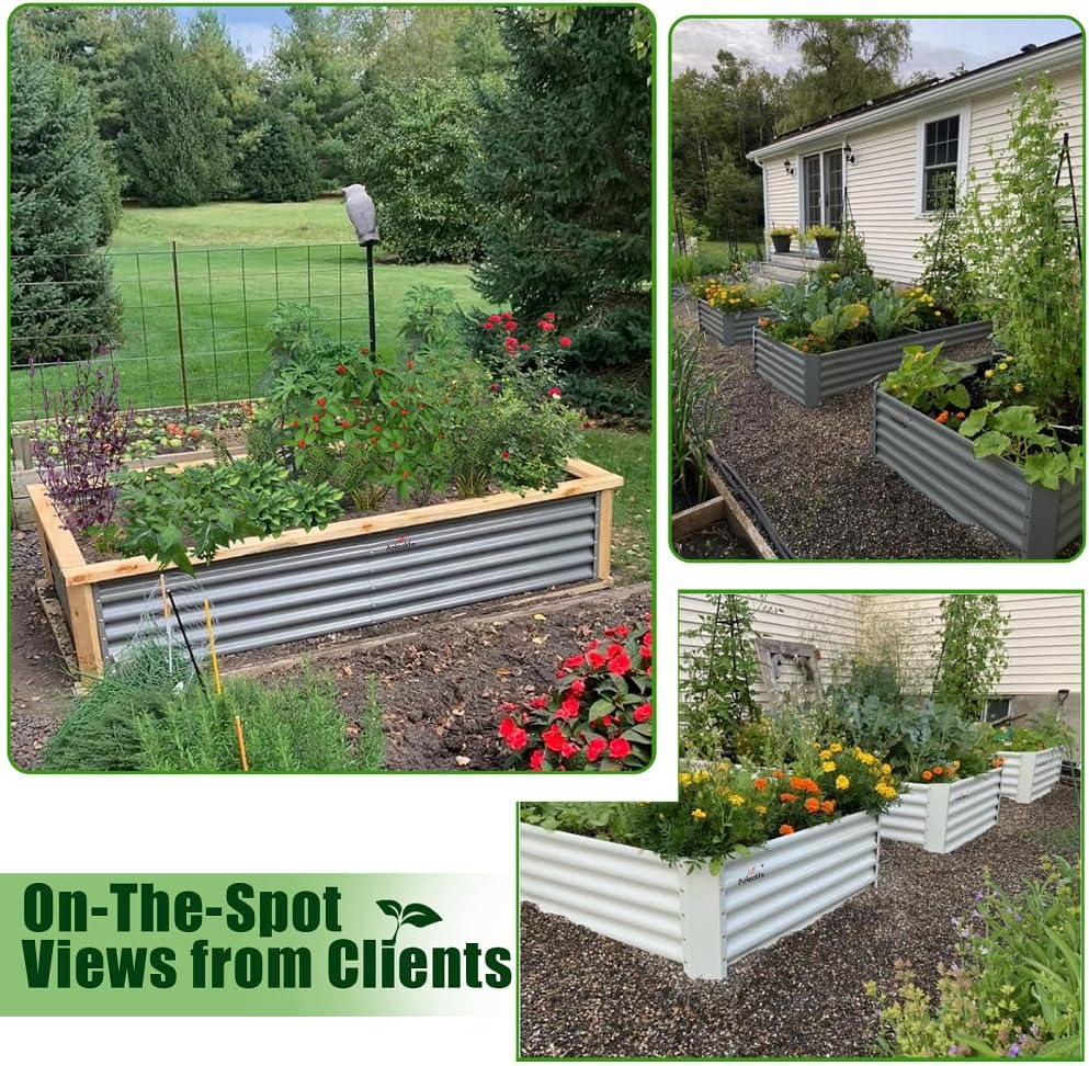 A ANLEOLIFE 4-Pack 6X3X1.5ft & 6X2X1.5ft Deep Root Galvanized Raised Garden Beds Outdoor for