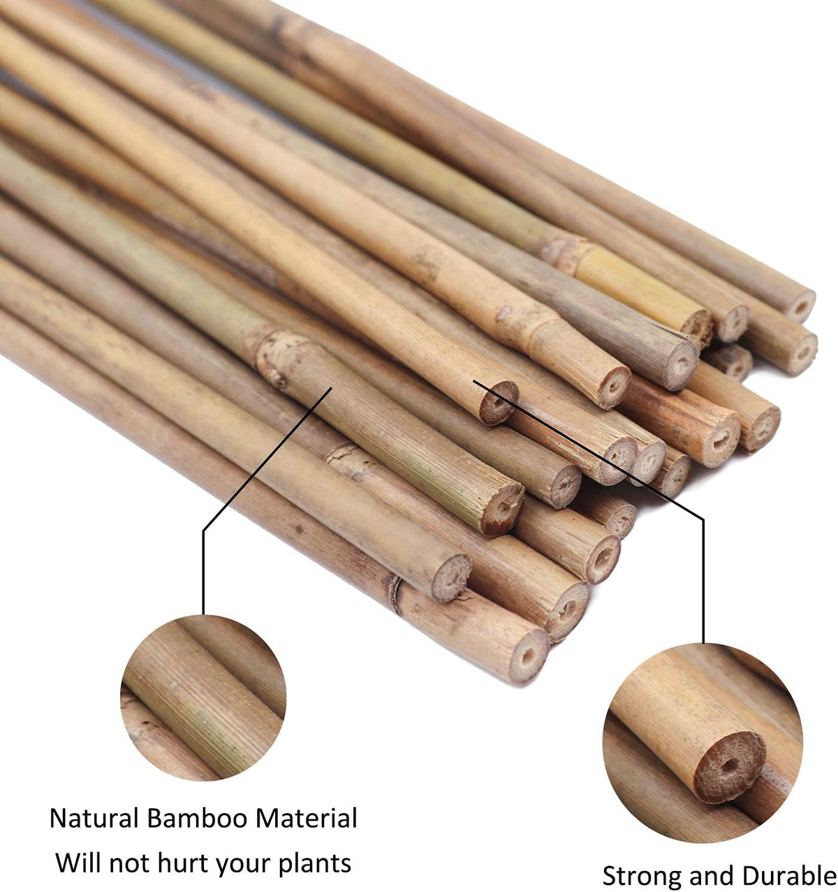 Plant Stakes Natural Garden Bamboo Sticks for Indoor and Outdoor, 20pcs for Tomatoes, Beans, Potted