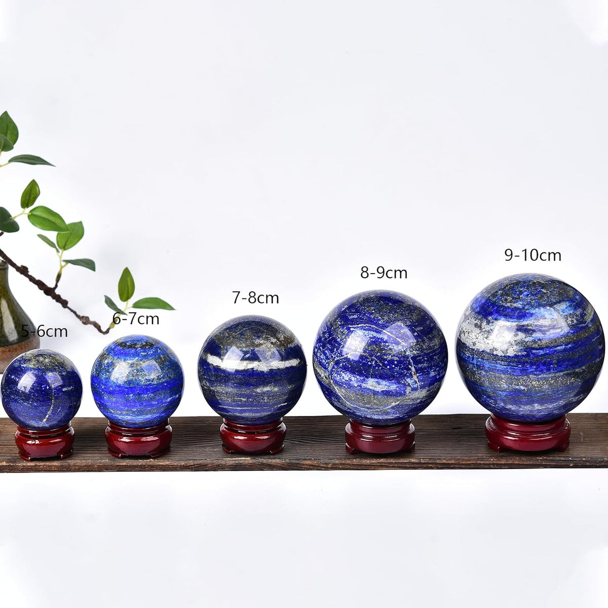 JIC Gem Lapis Lazuli Crystal Sphere Blue Quartz Crystal Ball with Wooden Stand Meditation Balls for