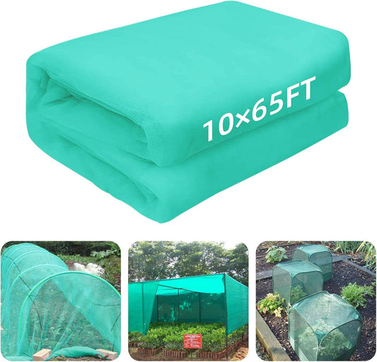 10 x 65FT Garden Mesh Netting, Ultra Fine Mesh Protection Netting Plant Covers Greenhouse Row Cover