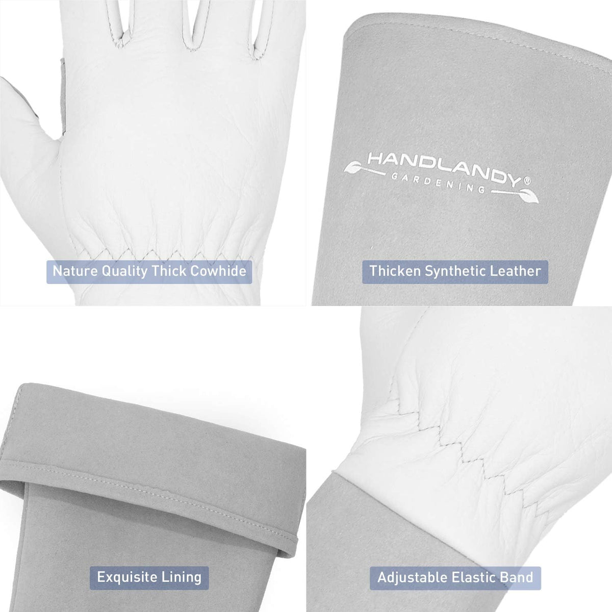 HANDLANDY Long Gardening Gloves for Men & Women, Thorn Proof Rose Pruning Gloves Leather Gauntlets