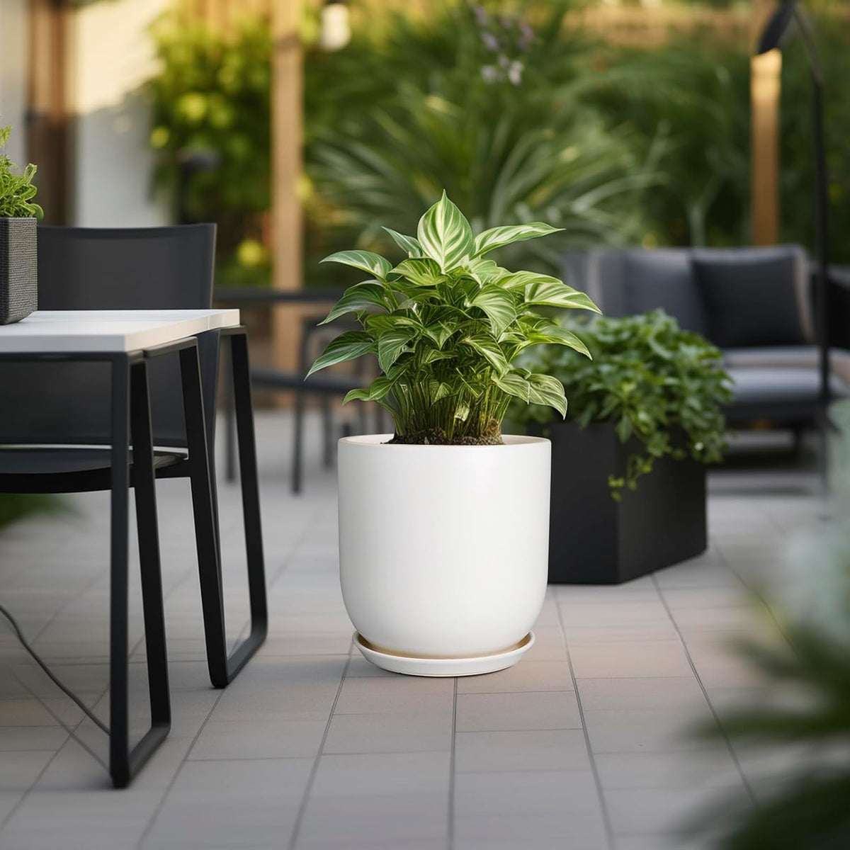 Plant Pot 12 inch - Ceramic Pot for Plants Indoor Outdoor Large Planter Pot with Drainage Hole and