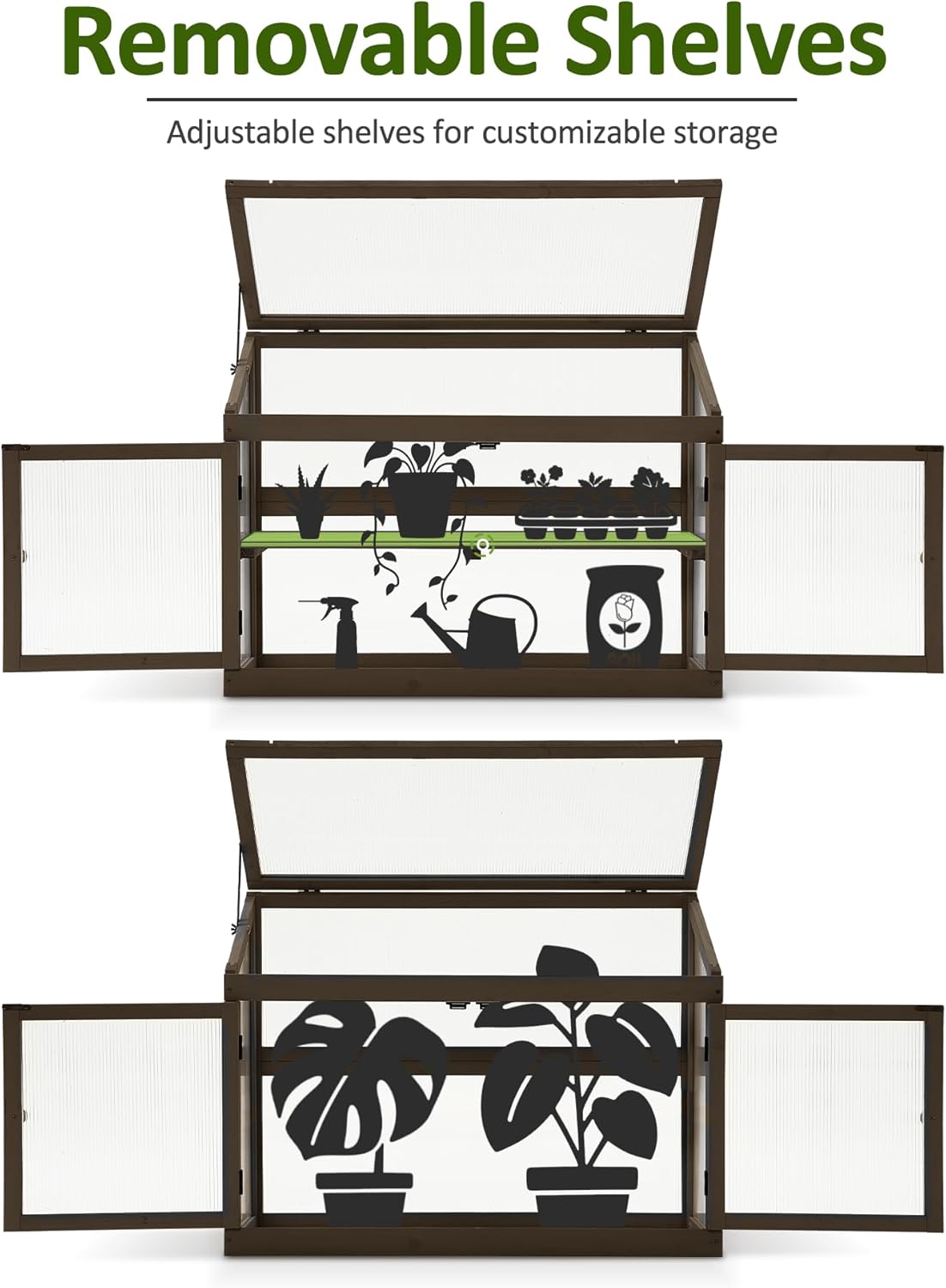 MCombo 2-Tier Wooden Cold Frame Garden Greenhouse Raised Flower Planter Shelf Bed Protection