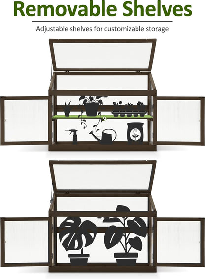 MCombo 2-Tier Wooden Cold Frame Garden Greenhouse Raised Flower Planter Shelf Bed Protection