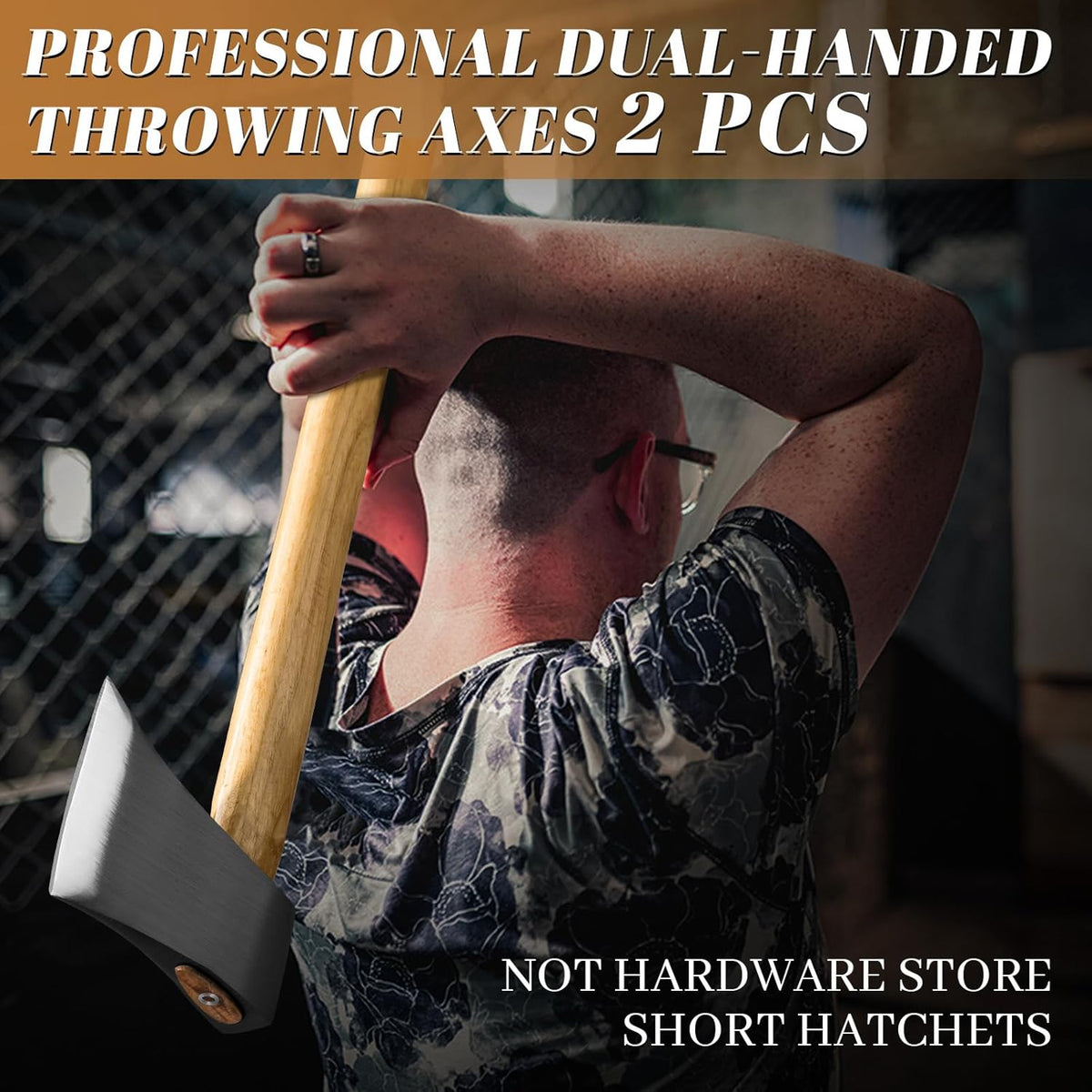 Dream Reach Throwing Axe Set - 2 PCS Professional Hatchets with Wooden Handle, 20.5" Hand Forged