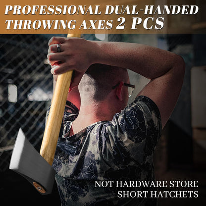 Dream Reach Throwing Axe Set - 2 PCS Professional Hatchets with Wooden Handle, 20.5" Hand Forged
