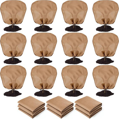 12 Pcs Winter Plant Covers Freeze Protection Reusable Plant Protector Bag with Drawstring Warm