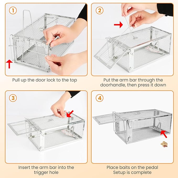 Moclever Humane Rat Trap – Live Catch & Release Mouse Trap for Indoor & Outdoor Use | No-Kill Metal