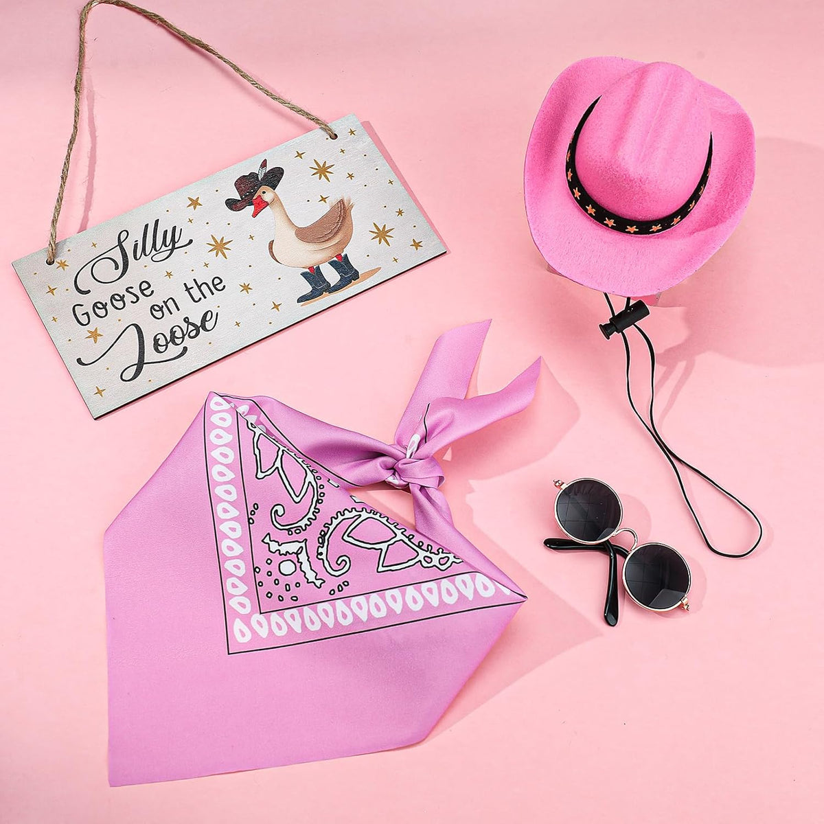 Western Cowboy Porch Goose Outfits, Lawn Cement Plastic Goose, Silly Goose on The Loose Wood Cowboy