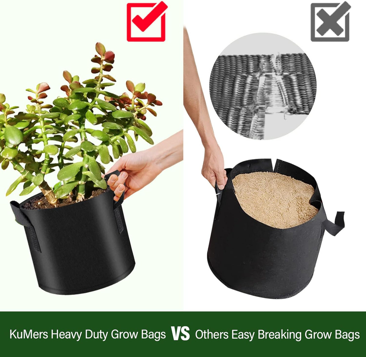 12 Pack Grow Bags 3 Gallon, 300G Heavy Duty Thickened Non-Woven Plant Bag Plant Fabric Pots with