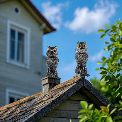 Hausse 2 Pack Fake Owl Decoy Bird Scarecrow Sculpture, 11.2 inch Wagging Head Plastic Owl Scare