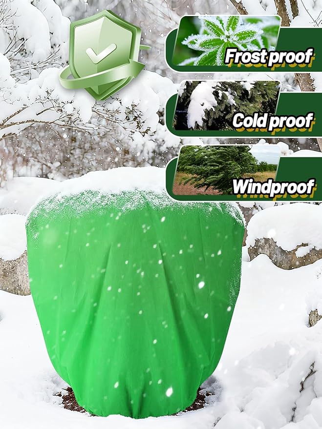 ANPHSIN 12 Pcs 39.3in x 39.3in Plant Covers Freeze Protection - Winter Shrub Plant Protection Bags