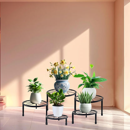 5 Packs Metal Plant Stand Indoor, Outdoor Black Plant Stand for Multiple Plant, Rustproof Iron