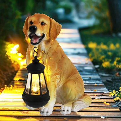 Garden Dog Statues Outdoor Decor, Solar Lights Outdoor Golden Retriever Figurine Solar Dog