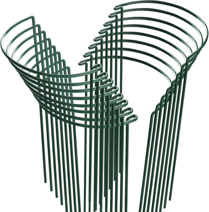 HiGift 16 Pack Plant Support Stakes, Half Round Metal Garden Plant Stake Indoor Peony Cages and