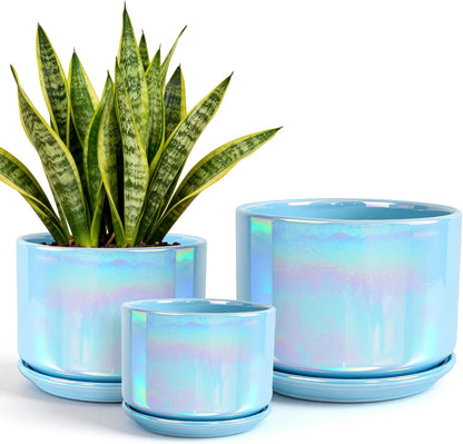 EFISPSS Ceramic Planter 4+5+6 Inch Ceramic Flower pots for Indoor Plants with Drainage,for