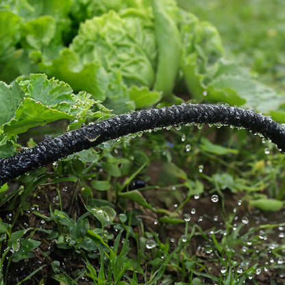 Hourleey Flat Soaker Hose 100 FT for Garden, 100' (50FT x 2) Linkable Consistent Drip Irrigation