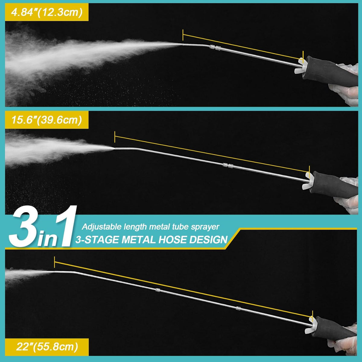 Diatomaceous Earth Powder Duster, Extendable Long Tubes from 5'' to 22'', Garden and Indoor, Large