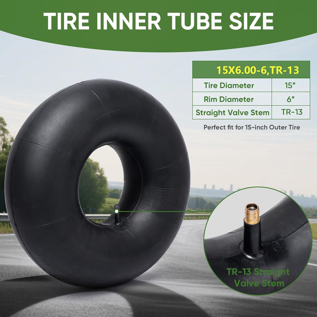 TICONN 15x6.00-6nhs Lawn Mower Tires Inner Tube, 2 Pack Inner Tire Tube for Wheelbarrow Tires