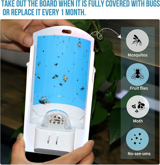 Flying Insect Trap, Indoor Plug-in Fly Trap for Home, Mosquito Killer Indoor Gnat Moth Catcher with