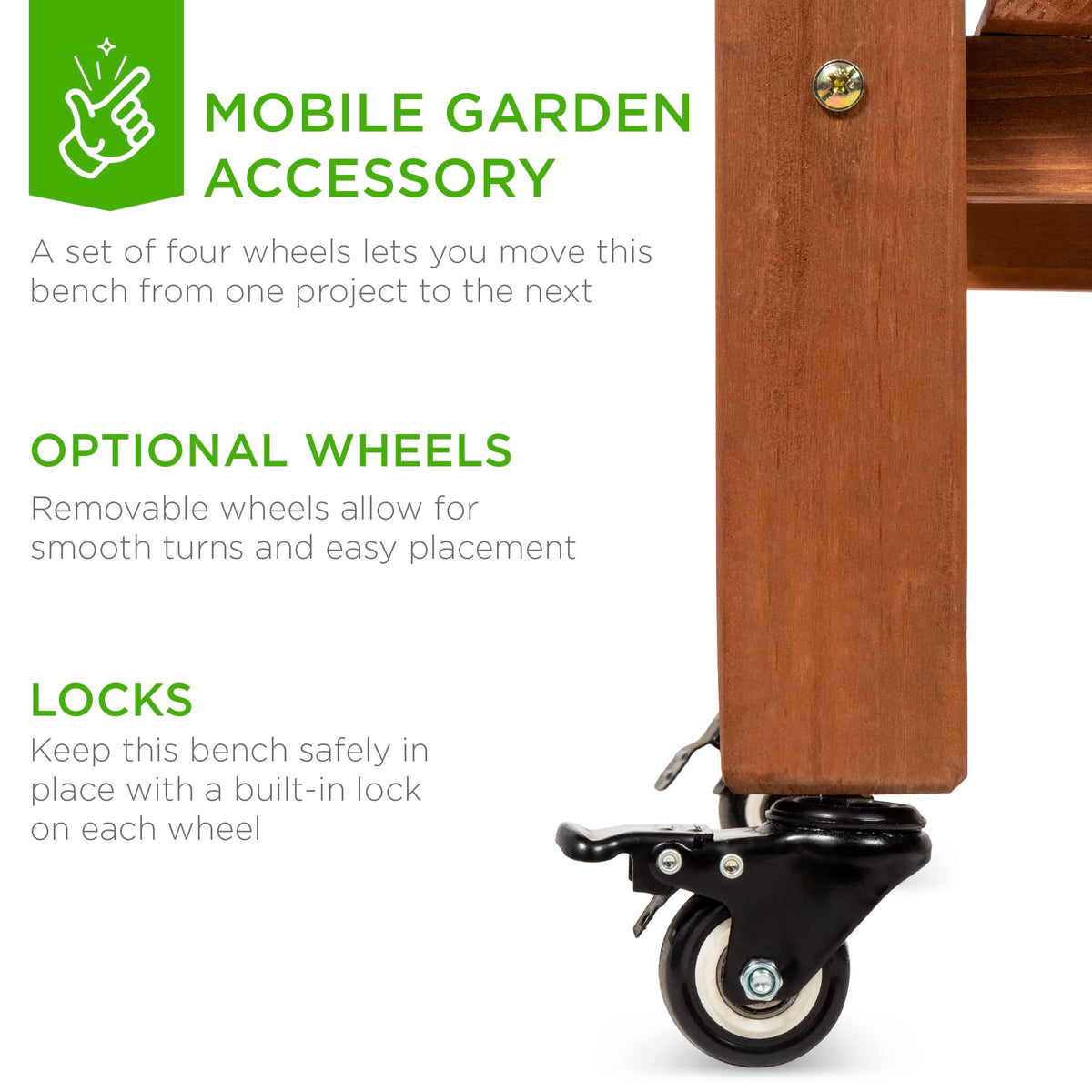 Best Choice Products Mobile Garden Potting Bench, Outdoor Wood Workstation Table w/Sliding