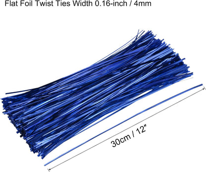 MECCANIXITY Foil Twist Ties 12" 30cm Metallic Plastic Closure Tie for Tying Bread, Candy, Cookies