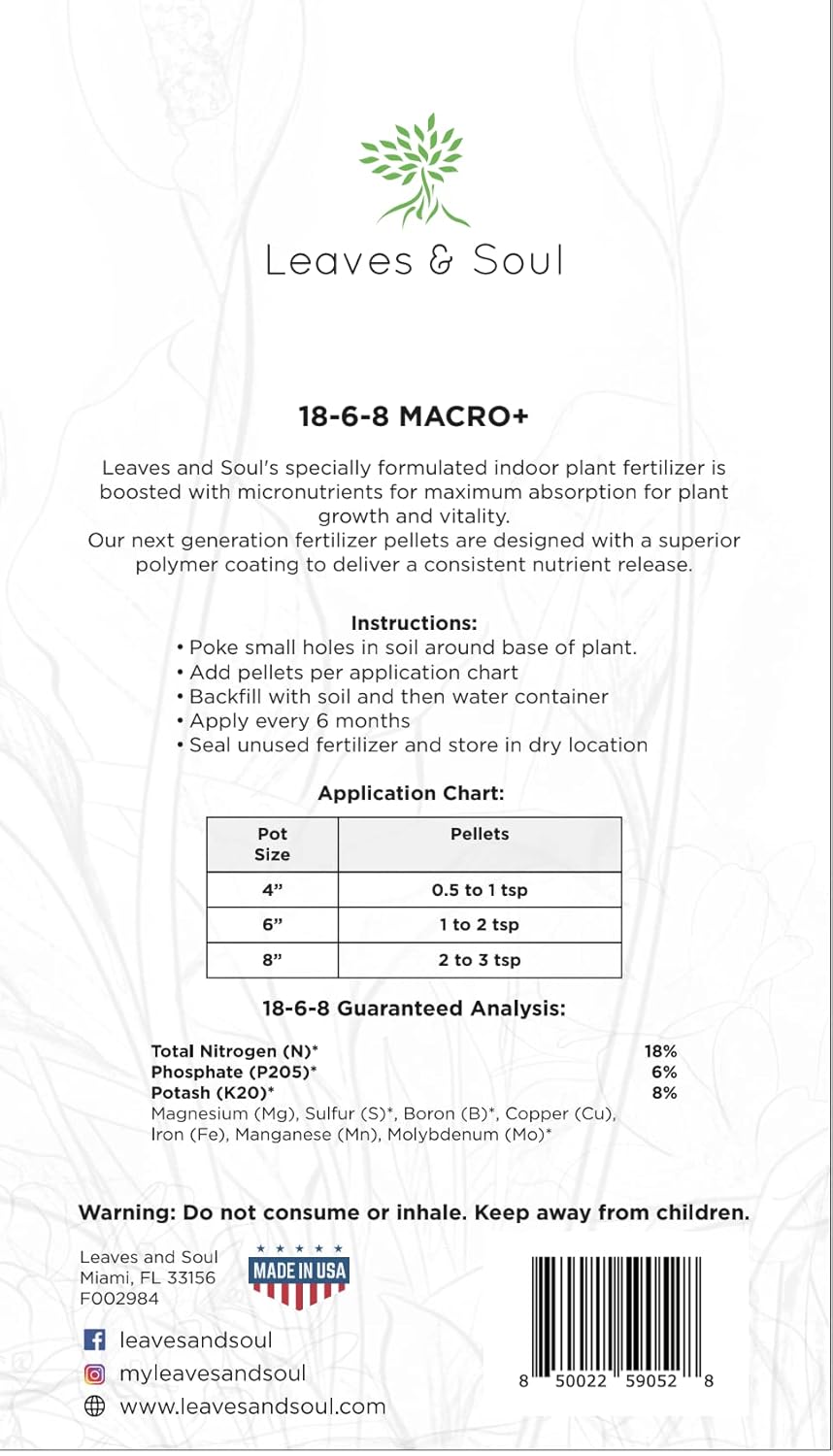 Indoor Plant Fertilizer Pellets | 18-6-8 Macro Plus for Seedlings and Mature Plants | Multi-Purpose