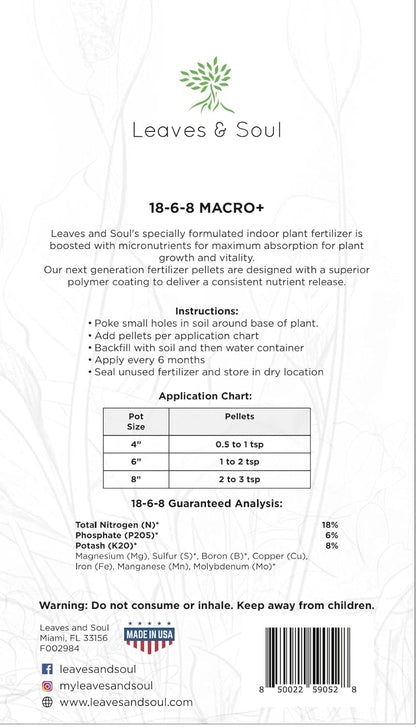 Indoor Plant Fertilizer Pellets | 18-6-8 Macro Plus for Seedlings and Mature Plants | Multi-Purpose