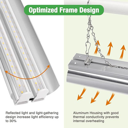 Soligt 2 ft Grow Light for Seed Starting with Stand, Double Tube Warm White Full Spectrum Seedling