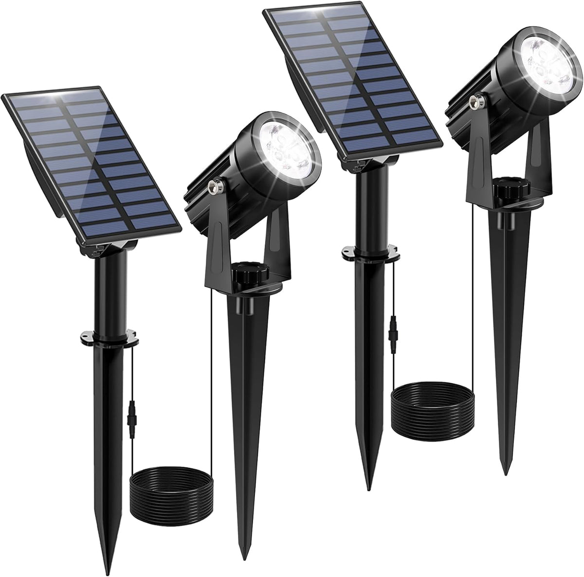 Solar Spot Lights Outdoor, Solar Landscape Spotlights IP65 Waterproof 9.8ft Cable, Auto On/Off