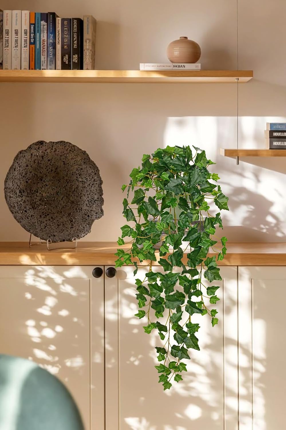 Hollyone Artificial Hanging Plants Potted 31.4" Fake Ivy Vine Faux Ivy Leaves Hanging Greenery