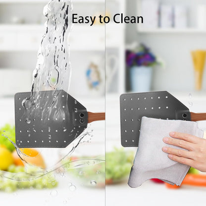 Indoor Leather Fly Swatter - 2 Pack Long Handle Heavy Duty Fly Swatter with Hanging Rope, Wood Fly