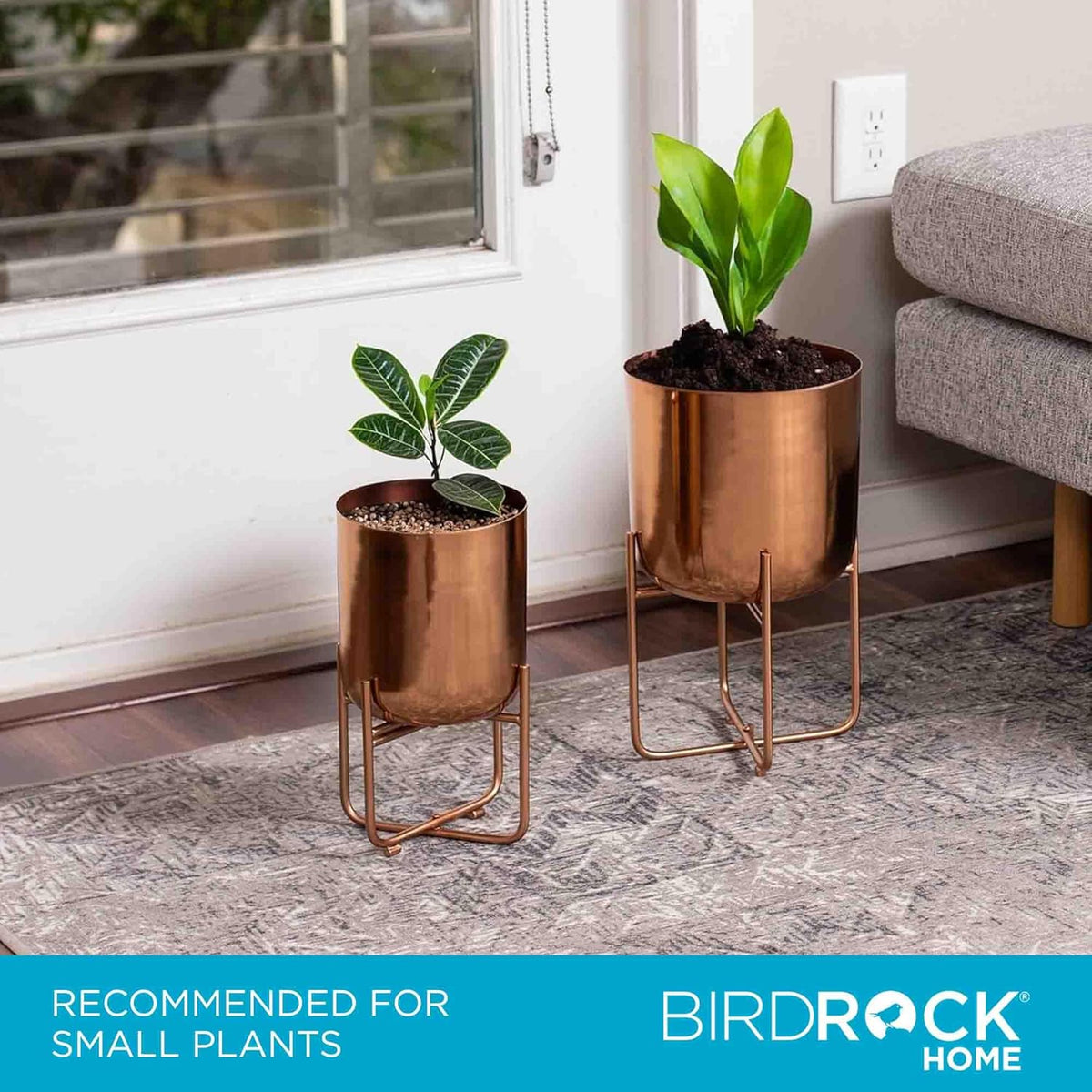 BIRDROCK HOME 2pc Modern Planter with Stand - Elevated Plant Holder for Indoor/Outdoor Use - Sturdy