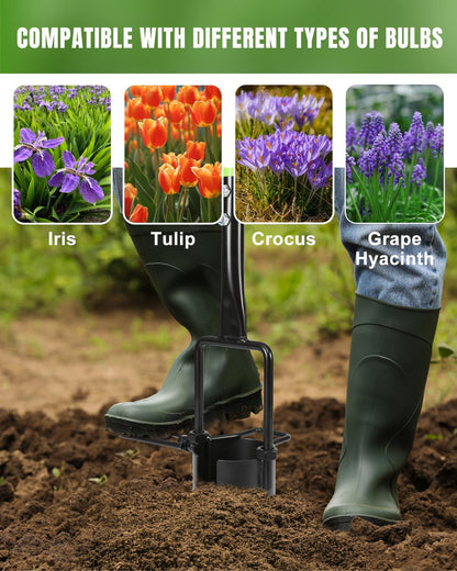 Joyhalo Bulb Planter Tool Long Handle, 30in Serrated Base, 5 in 1 Lawn Tool, Sod Cutter, Grass