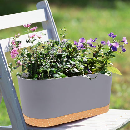 QCQHDU 16" L x 7.6" W x 7" H Window Planter Box, 2 Pack Self Watering Pots for Indoor Plants with