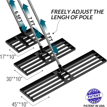 Walensee Lawn Leveling Rake, 7FT 30"x10" Levelawn Tool, Heavy Duty Effort Saving Lawn Level Tool