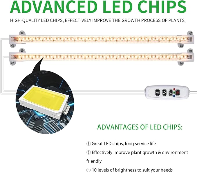 LED Grow Light Strips, 13 Inches Grow Lights for Indoor Plants Full Spectrum 3500K, 96 LEDs Plant